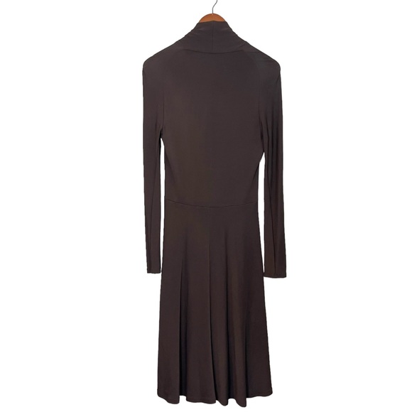 Lafayette 148 Stretchy Knit Open Front Tie Midi Dress Size 6 Brown Long Sleeve - Picture 2 of 10